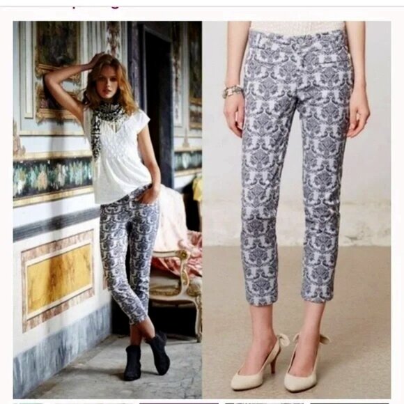 Anthropologie Cartonnier Charlie Ankle Brocade Pants Size 12 EUC - Picture 1 of 12